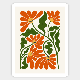 Abstract Red Green Flowers Sticker